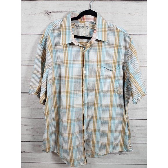 Timberland Men's‎ Multicolor Plaid Short Sleeve Button Down Shirts Size XXL - Picture 1 of 6